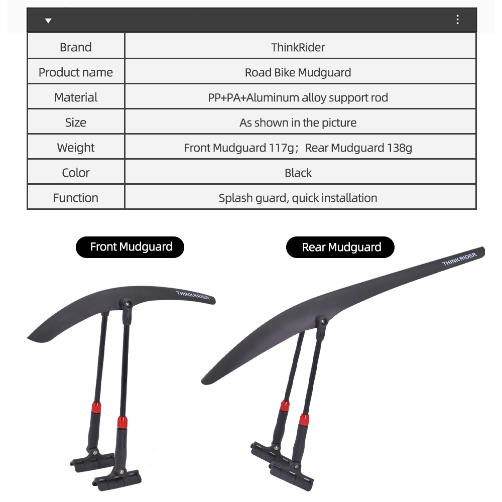 ThinkRider-Road Cycling Fender - Fender Mudguard Set avaliação e preço